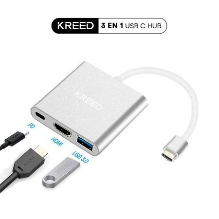 Adaptador Hub 3 en 1 Tipo C a USB, HDMI, Tipo C
