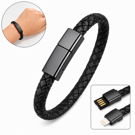 Pulsera cable USB carga rápida y datos – Negro
