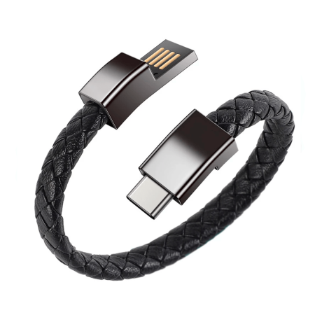 Pulsera cable USB carga rápida y datos – Negro
