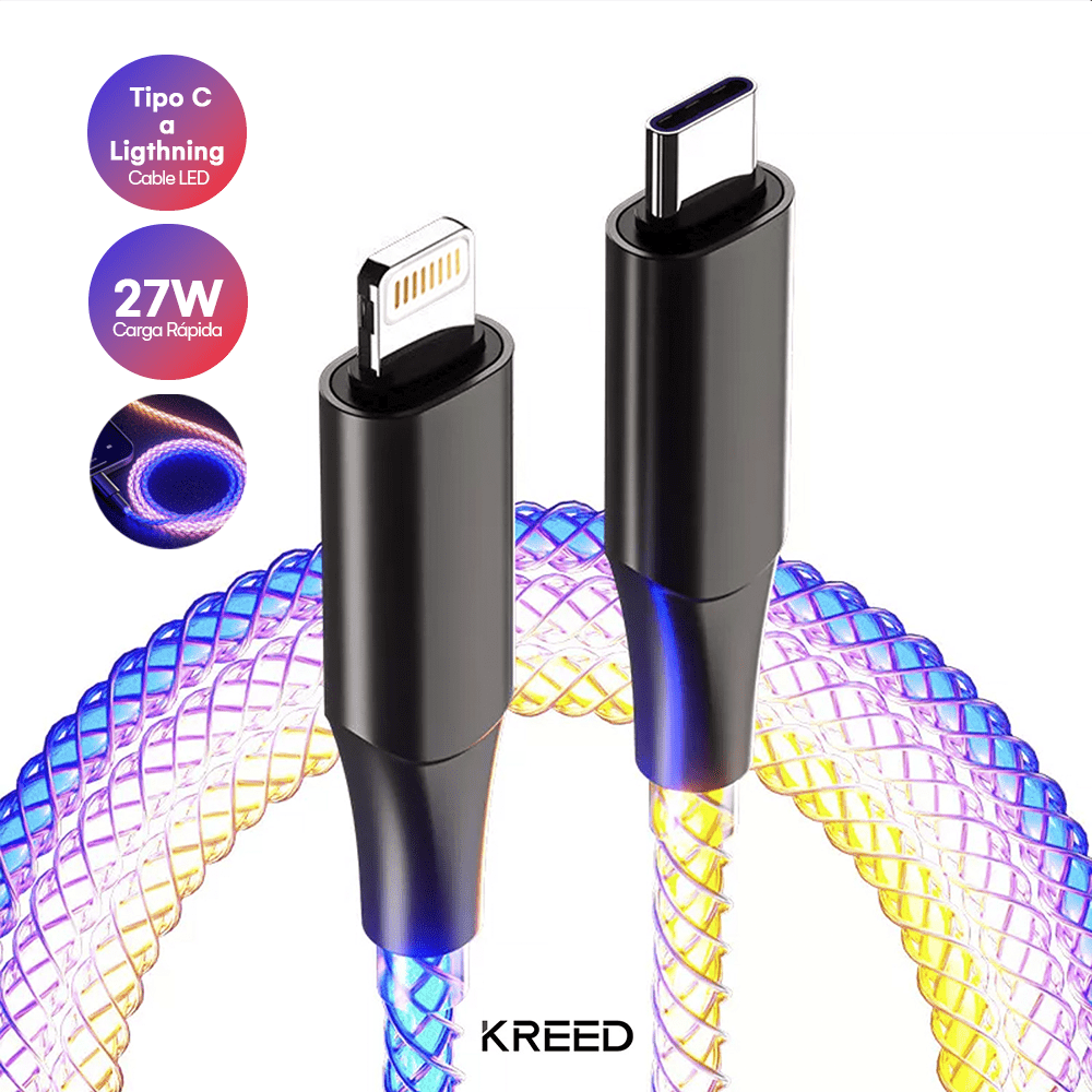 Cable de carga y datos Tipo C a Lightning iPhone RGB