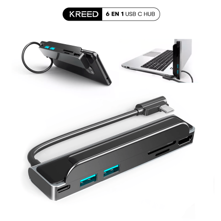 6 en 1 USB-C Docking Station, Hub con Acoplamiento para Celular, Laptop, PC