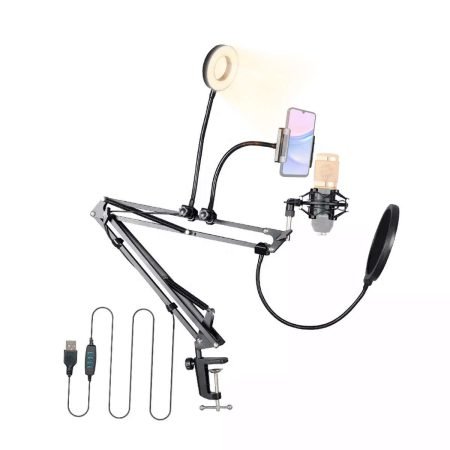 Brazo Soporte Para Micrófono y Celular + Aro LED