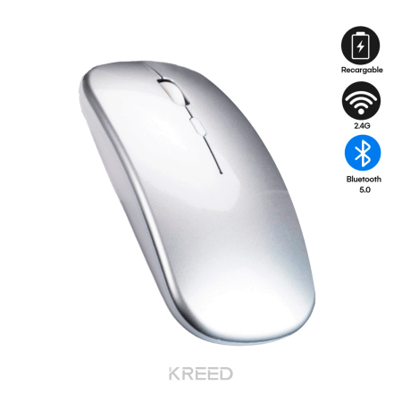 Mouse Inalámbrico Recargable Doble modo K202 - Plata