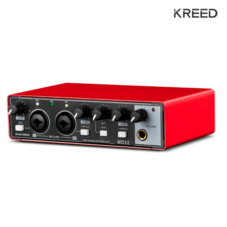 Interfaz de Audio para 2 micrófonos con phantom power MD22