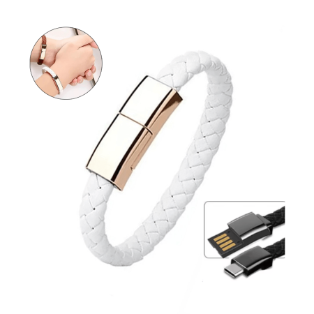 Pulsera cable USB carga rápida y datos - Blanco
