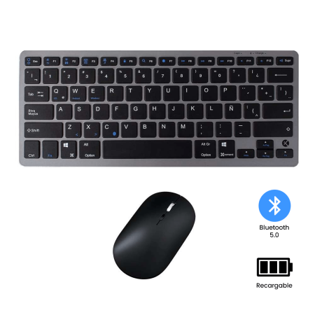 Teclado y Mouse Inalámbrico Bluetooth Recargable – Negro