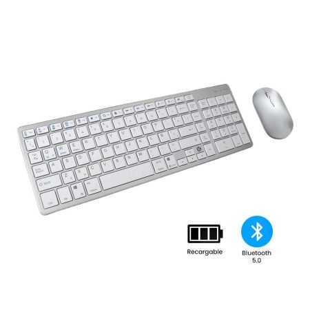Teclado y Mouse Inalámbrico Bluetooth Recargable con numeral - Blanco