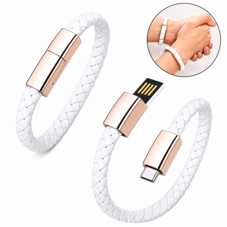 Pulseras Cable Duo para carga y datos – Tipo C Blanco