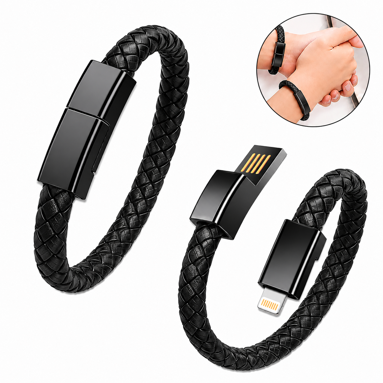 Pulseras Cable Duo para carga y datos – Lightning Negros